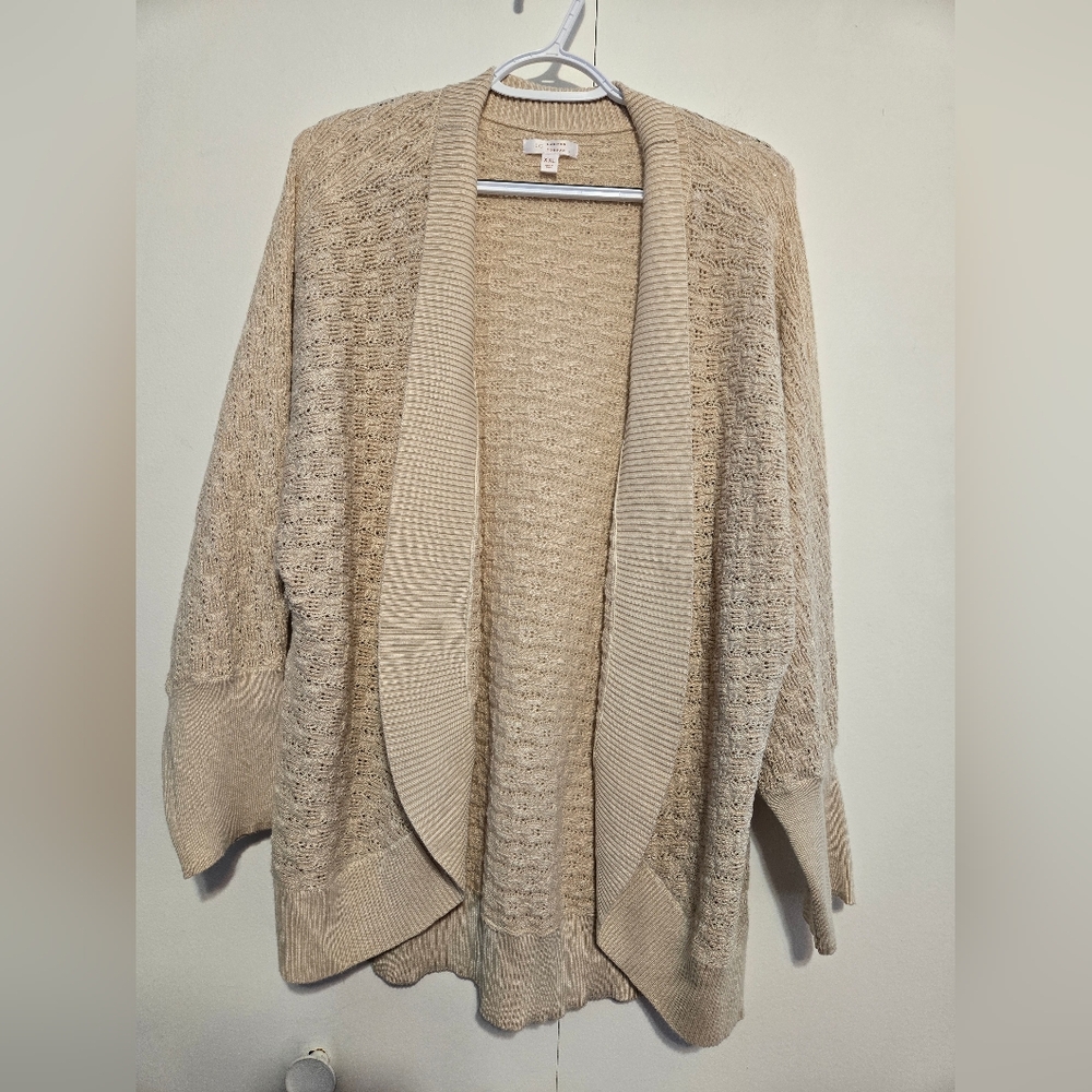 LC Lauren‎ Conrad Beige Textured Open-Front Cardigan Size XXL